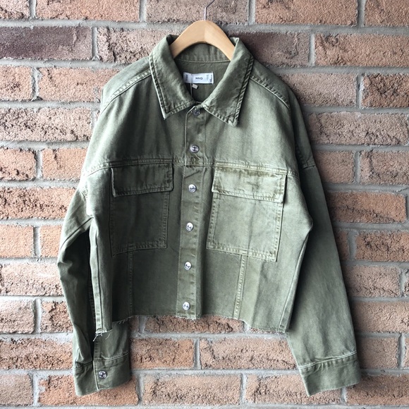 Mango Jackets & Blazers - MANGO | Spring crop green military summer jacket